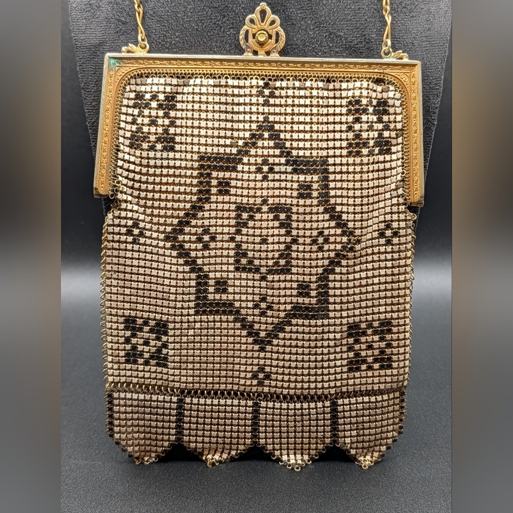 Antique Whiting & Davis Painted Mesh Purse – Made in Canada (1920s)